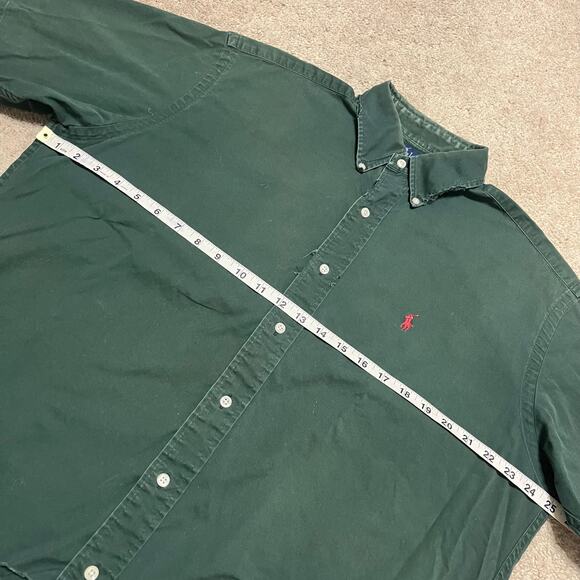 Polo Ralph Lauren Canvas Cotton Distressed Green Short Sleeve Button Up Large - Picture 6 of 6